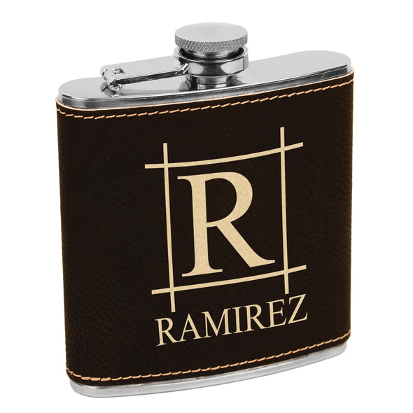 Big Initial & Name Flask, Custom Engraved Flask with Name, Custom Flask, Personalized Flask