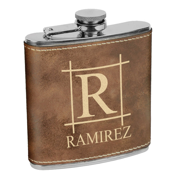 Big Initial & Name Flask, Custom Engraved Flask with Name, Custom Flask, Personalized Flask