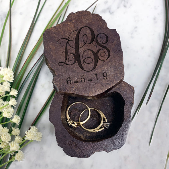 Monogram Engraved Ring Box, Custom Ring Box, Personalized Ring Box