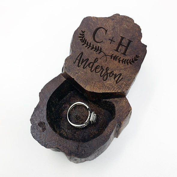 Personalized Engraved Ring Box, Custom Rustic Wood Ring Box, Engagement Ring Box,