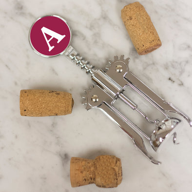 Wedding Favor Wine Cork Opener, Custom Wedding Wine Cork Screw "Initial"