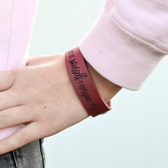 Custom Leatherette Kids Cuff Bracelet "Be yourself, everyone else is taken"