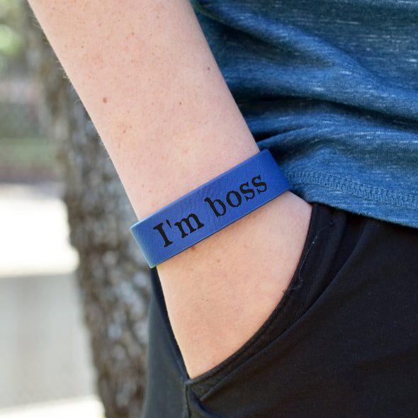 Personalized Leatherette Kids Cuff Bracelet "I'm Boss"