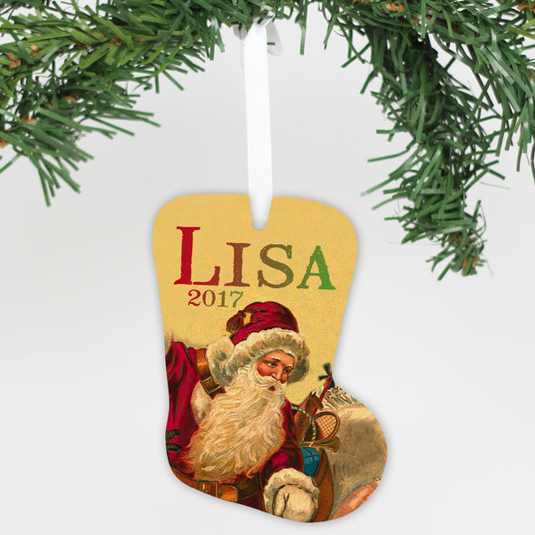 Personalized Aluminum Stocking Ornament - "Old Saint Nick"