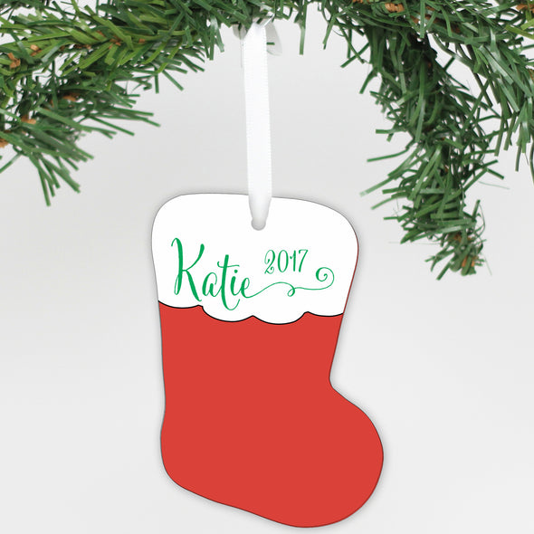 Personalized Name Aluminum Stocking Ornament