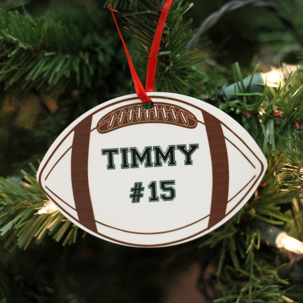 Personalized Name Aluminum Football Ornament