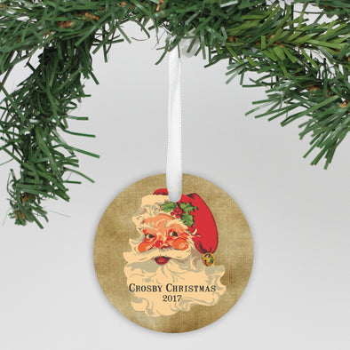 Personalized Aluminum Ornament - "Vintage Santa"