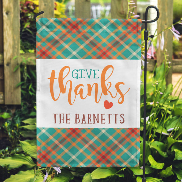 Custom Garden Flag, Personalized Fall Flag,  Fall Garden Flag, Give Thanks Flag