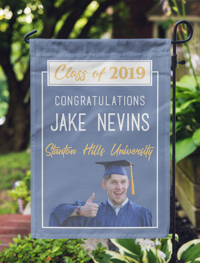 Graduation Photo Flag, Grad Flag, Personalized Garden Flag "Jake Nevins"