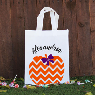 Trick or Treat Bag - Alexandria Chevron Pumpkin