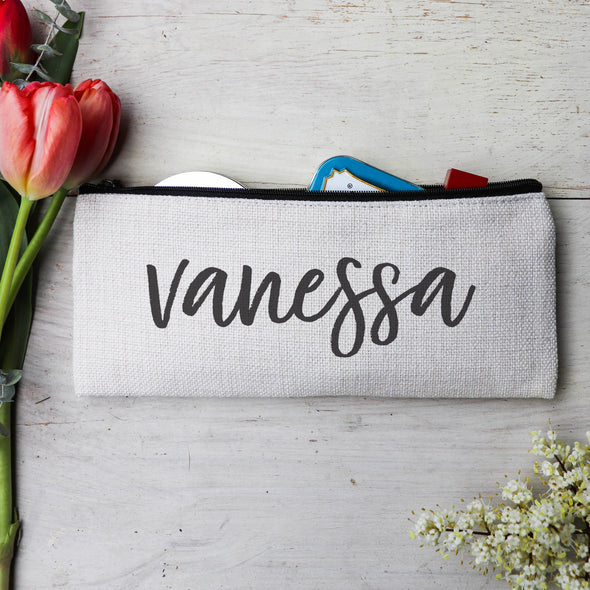 Personalized Makeup Bag, Custom Coin Purse, Linen Zipper Bag 