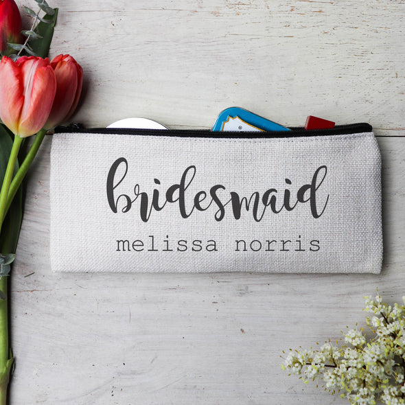 Personalized Makeup Bag, Custom Coin Purse, Bridesmaid Gifts "Bridemaid"