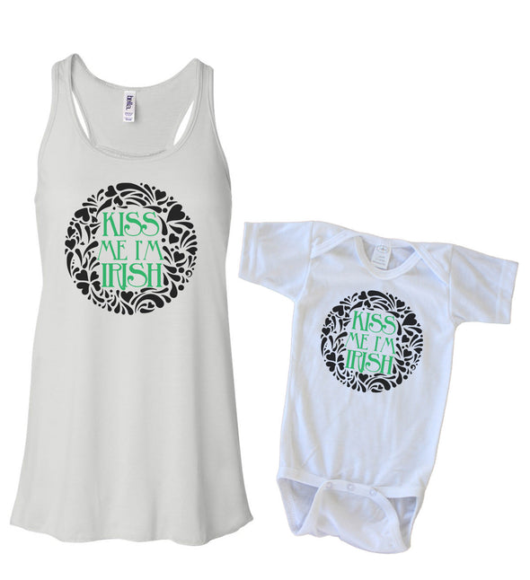 Matching Tank & Onesie - Kiss me I'm Irish