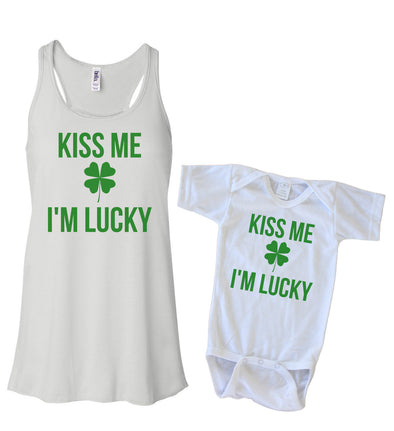 Matching Tank & Onesie - Kiss me I'm Lucky