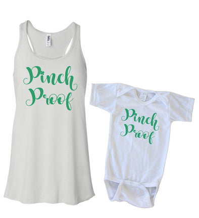 Matching Tank & Onesie - Pinch Proof Cursive