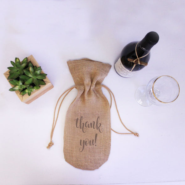 Burlap Wine Bag - "Thank You!"