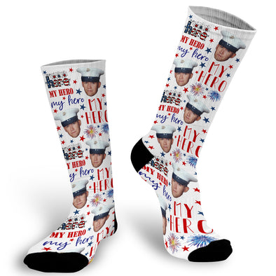 My Hero Face Socks, Photo Socks, Personalized Face Socks, Custom Photo Socks, Picture on a Sock