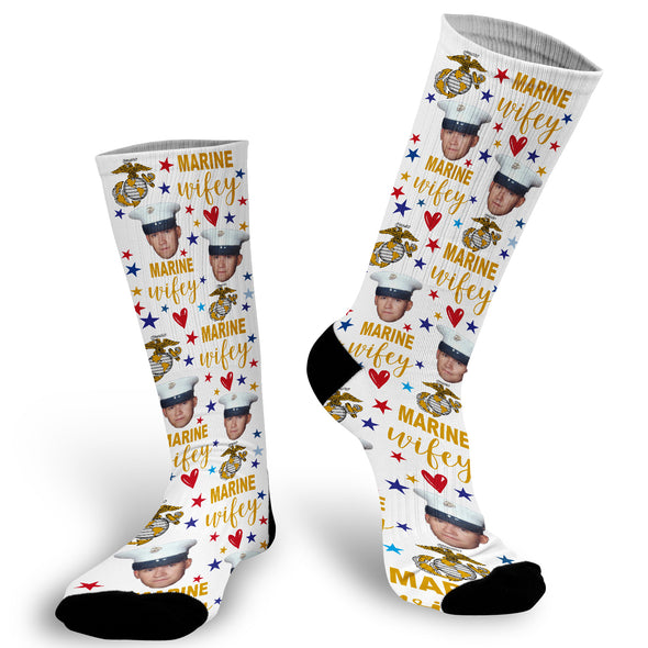 marine socks, marine grandma, funny face socks, photo face socks, pictures on socks, gifts for military, 