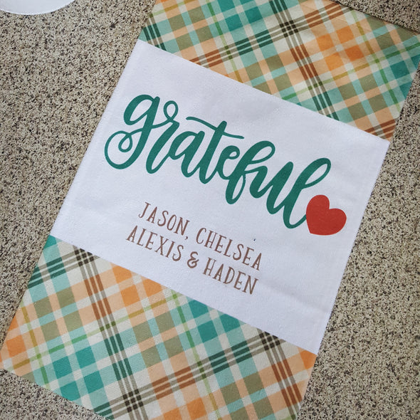 Grateful Towels, Kitchen Towels, Plaid Towels, Decorative Towels, Give Thanks Towels,