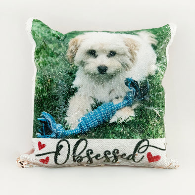 Reversible Sequin Photo Pillowcase , Rose Gold Sequin Pillowcase, Reversible Pillowcase with Pet Photo