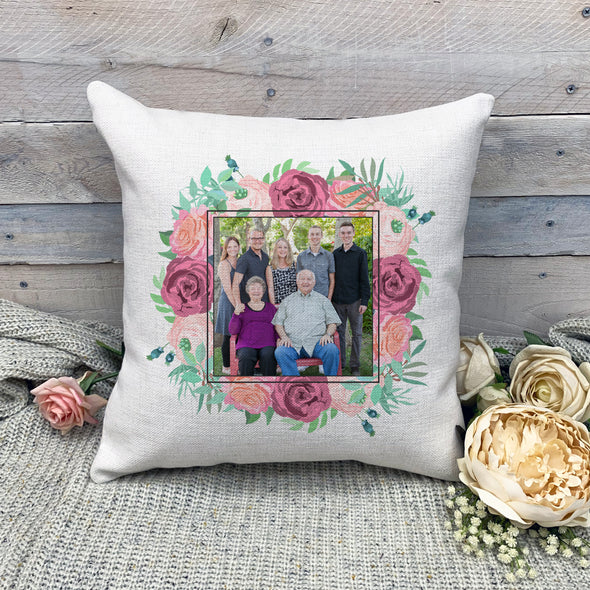 Custom Floral Frame Pillowcase, Custom Photo Pillowcase, Picture Pillowcase, Linen Pillowcase, Personalized Photo Pillowcase, Custom Pillow Cover, Custom Photo Pillow Cover