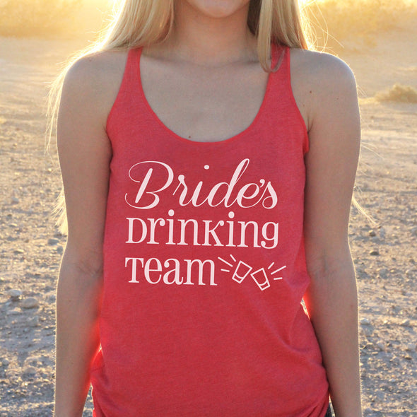 Women's Razor Back Tank Top "Bride's Drinking Team"