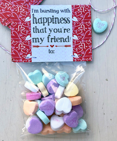 Valentine Cards with Goodie Bags (Set of 20) - "Bursting with Happiness"