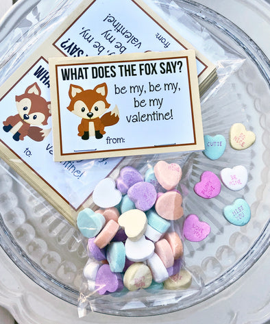 Valentine Cards with Goodie Bags (Set of 20) - "What does the Fox say"