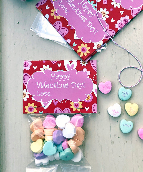 Valentine Cards with Goodie Bags (Set of 20) - "Happy Valentines Day"